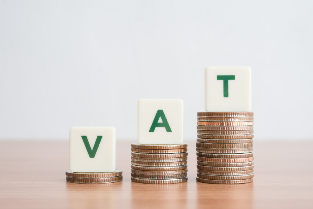 Word VAT on step stacked coins